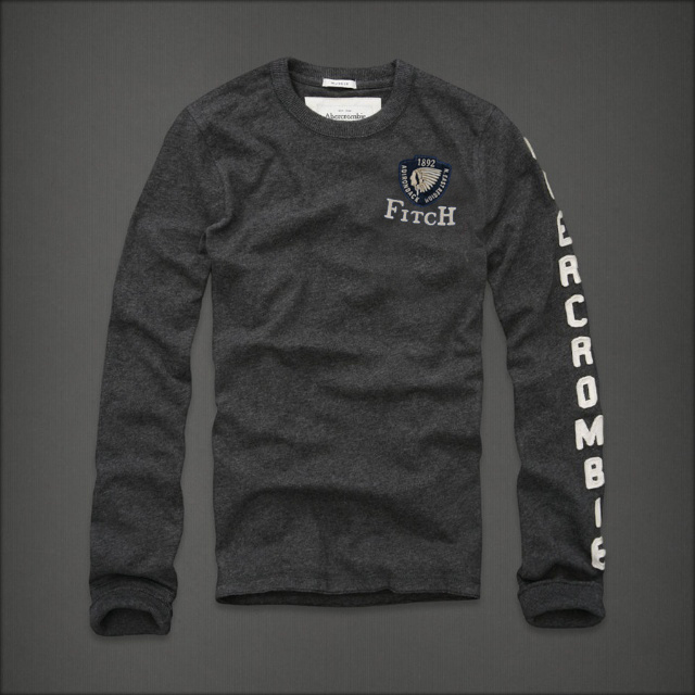 Abercrombie Fitch Hombres De Cuello Redondo Largo Remera AF5961